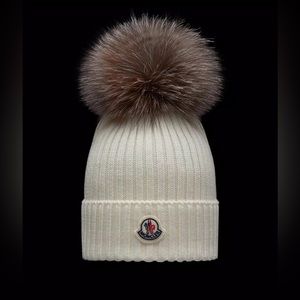 Moncler wool beanie real fur pom for child